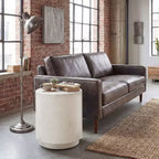 HOMCOM Table d'appoint légère avec finition béton, Table d'appoint ronde avec 4 pieds réglables pour l'intérieur et l'extérieur