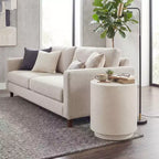 HOMCOM Table d'appoint légère avec finition béton, Table d'appoint ronde avec 4 pieds réglables pour l'intérieur et l'extérieur
