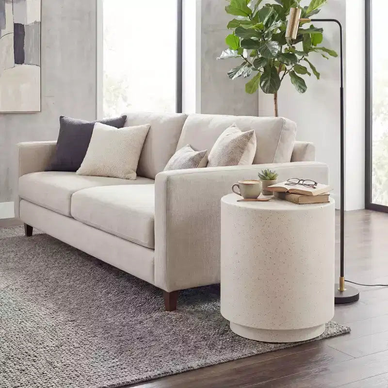 HOMCOM Table d'appoint légère avec finition béton, Table d'appoint ronde avec 4 pieds réglables pour l'intérieur et l'extérieur