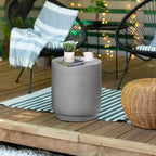 HOMCOM Table d'appoint légère avec finition béton, Table d'appoint ronde avec 4 pieds réglables pour l'intérieur et l'extérieur