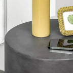 HOMCOM Table d'appoint légère avec finition béton, Table d'appoint ronde avec 4 pieds réglables pour l'intérieur et l'extérieur