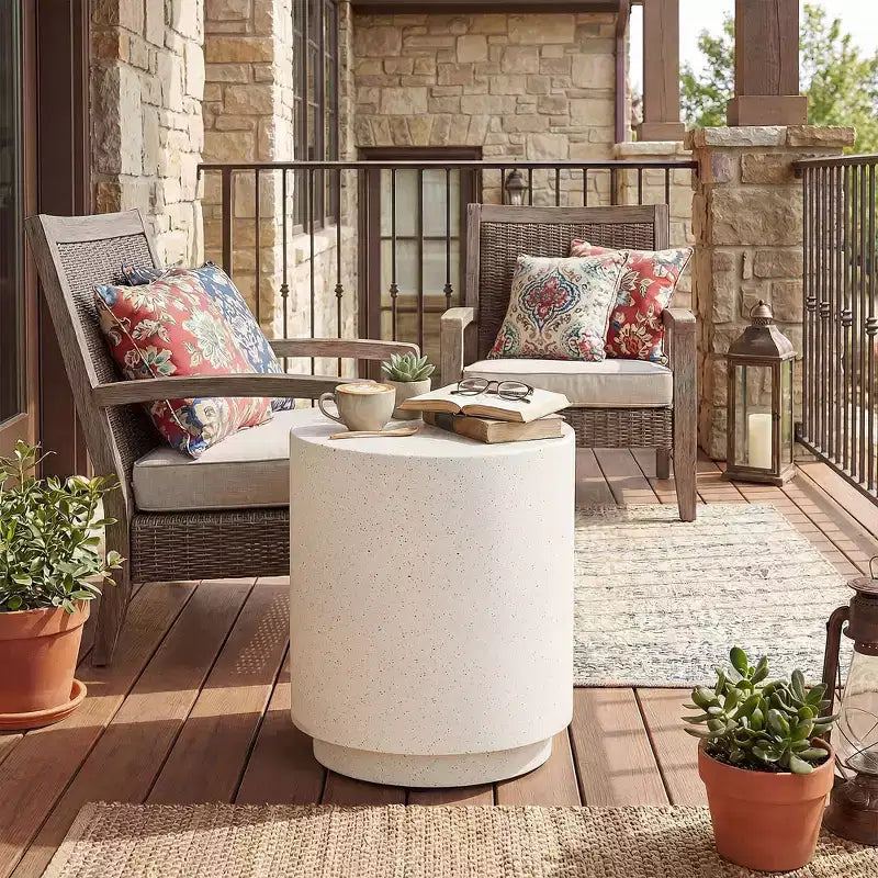 HOMCOM Table d'appoint légère avec finition béton, Table d'appoint ronde avec 4 pieds réglables pour l'intérieur et l'extérieur