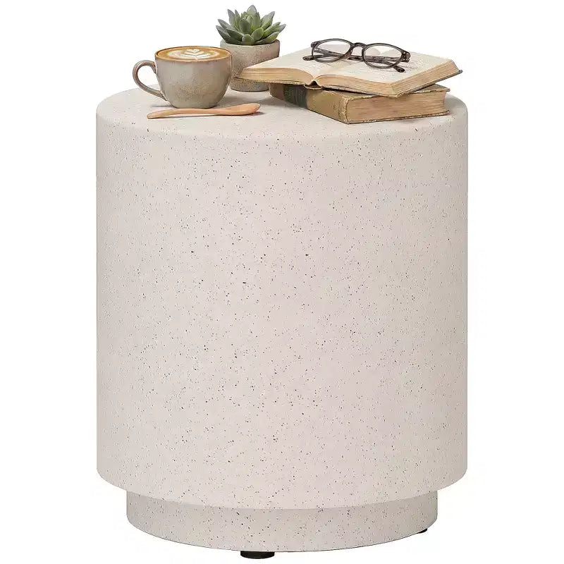 HOMCOM Table d'appoint légère avec finition béton, Table d'appoint ronde avec 4 pieds réglables pour l'intérieur et l'extérieur