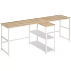 HOMCOM Bureau d'ordinateur double 83 avec 2 étagères de rangement, poste de travail double avec étagère à livres, longue table de bureau pour le bureau à domicile