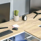 HOMCOM Bureau d'ordinateur double 83 avec 2 étagères de rangement, poste de travail double avec étagère à livres, longue table de bureau pour le bureau à domicile