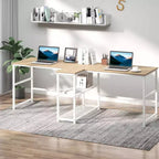 HOMCOM Bureau d'ordinateur double 83 avec 2 étagères de rangement, poste de travail double avec étagère à livres, longue table de bureau pour le bureau à domicile