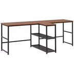 HOMCOM Bureau d'ordinateur double 83 avec 2 étagères de rangement, poste de travail double avec étagère à livres, longue table de bureau pour le bureau à domicile