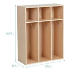 Vestiaire pour tout-petits ECR4Kids Streamline à 3 sections avec rangements, Meuble pour enfants