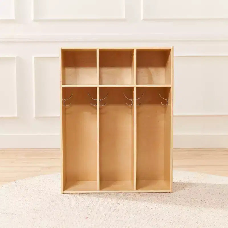 Vestiaire pour tout-petits ECR4Kids Streamline à 3 sections avec rangements, Meuble pour enfants