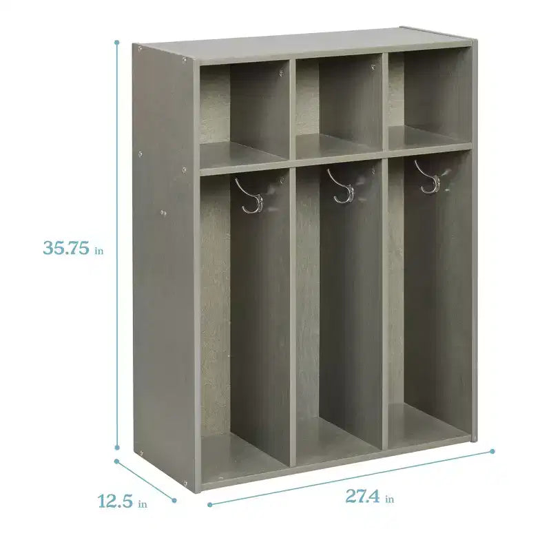 Vestiaire pour tout-petits ECR4Kids Streamline à 3 sections avec rangements, Meuble pour enfants