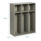 Vestiaire pour tout-petits ECR4Kids Streamline à 3 sections avec rangements, Meuble pour enfants