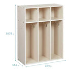 Vestiaire pour tout-petits ECR4Kids Streamline à 3 sections avec rangements, Meuble pour enfants