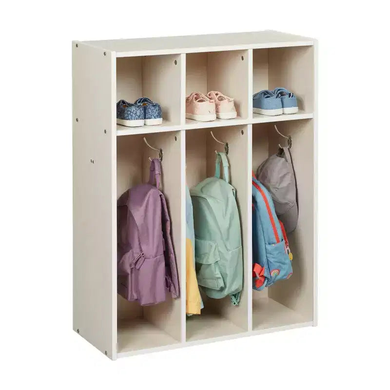 Vestiaire pour tout-petits ECR4Kids Streamline à 3 sections avec rangements, Meuble pour enfants