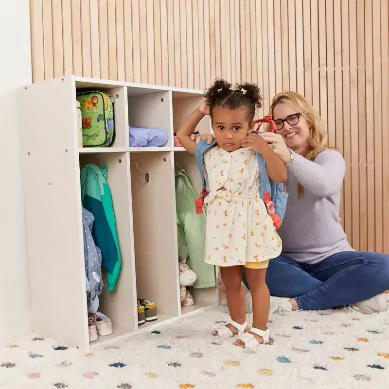 Vestiaire pour tout-petits ECR4Kids Streamline à 3 sections avec rangements, Meuble pour enfants