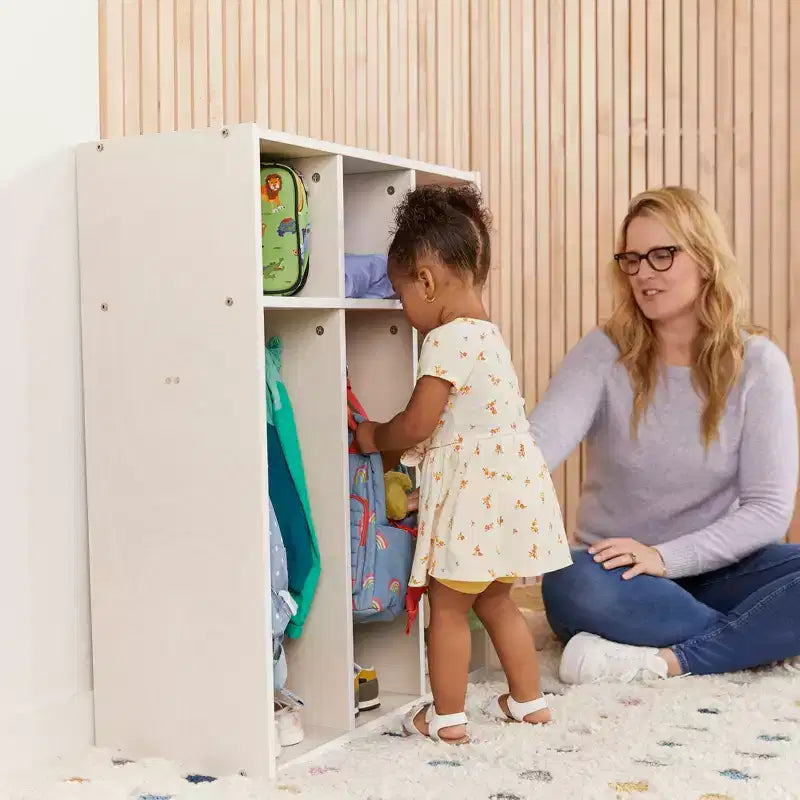 Vestiaire pour tout-petits ECR4Kids Streamline à 3 sections avec rangements, Meuble pour enfants