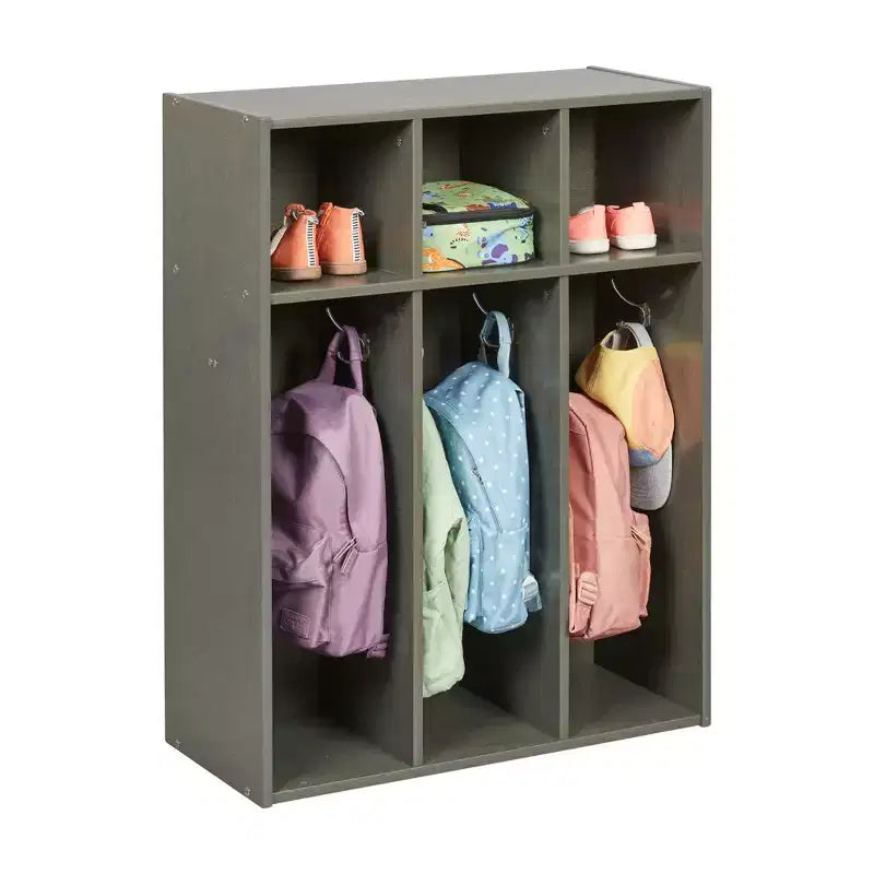 Vestiaire pour tout-petits ECR4Kids Streamline à 3 sections avec rangements, Meuble pour enfants