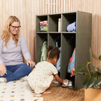 Vestiaire pour tout-petits ECR4Kids Streamline à 3 sections avec rangements, Meuble pour enfants