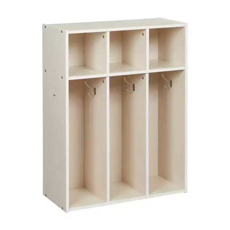 Vestiaire pour tout-petits ECR4Kids Streamline à 3 sections avec rangements, Meuble pour enfants