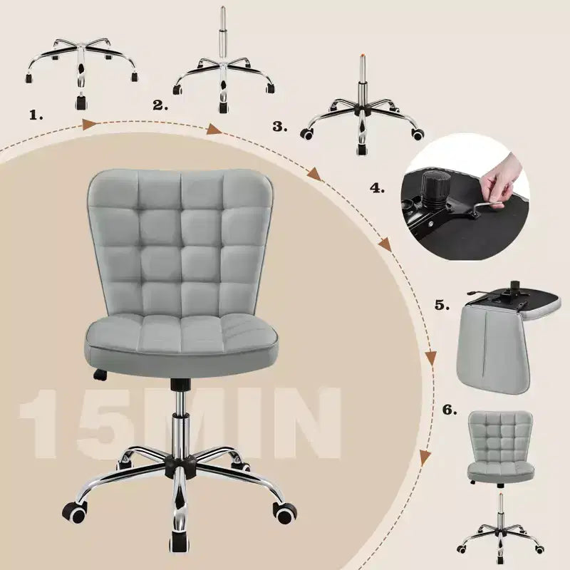 Yaheetech Chaise de bureau moderne sans accoudoirs à dossier mi-hauteur