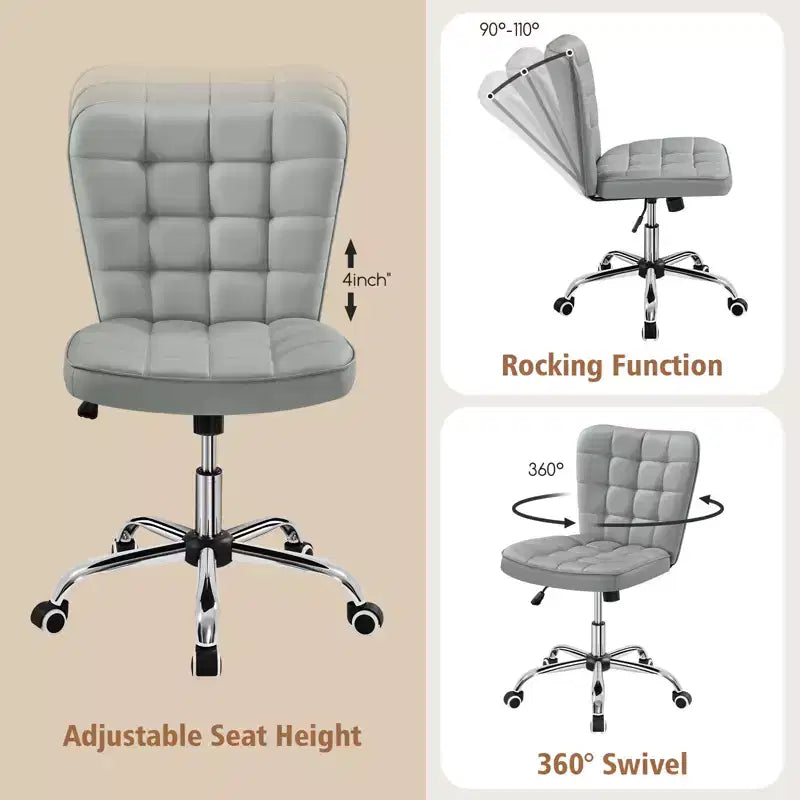 Yaheetech Chaise de bureau moderne sans accoudoirs à dossier mi-hauteur