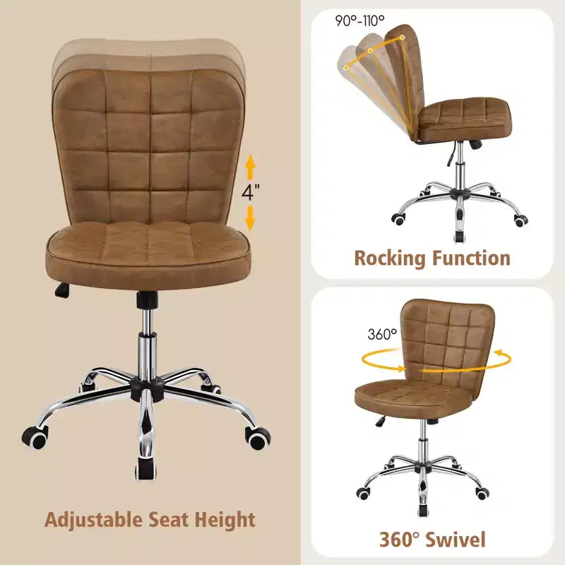 Yaheetech Chaise de bureau moderne sans accoudoirs à dossier mi-hauteur