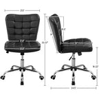 Yaheetech Chaise de bureau moderne sans accoudoirs à dossier mi-hauteur