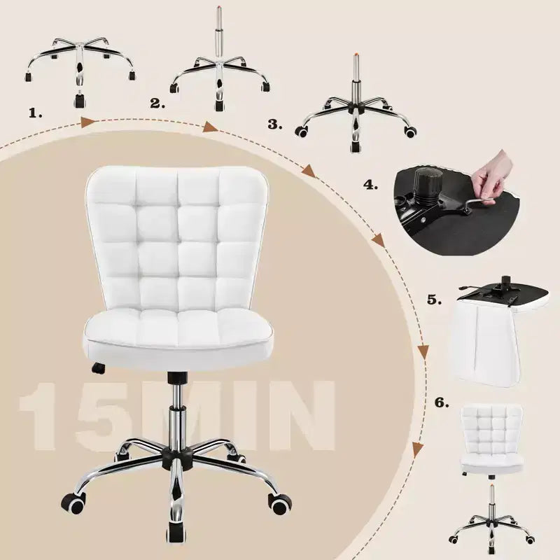 Yaheetech Chaise de bureau moderne sans accoudoirs à dossier mi-hauteur