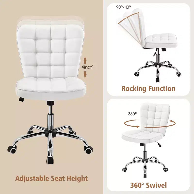 Yaheetech Chaise de bureau moderne sans accoudoirs à dossier mi-hauteur