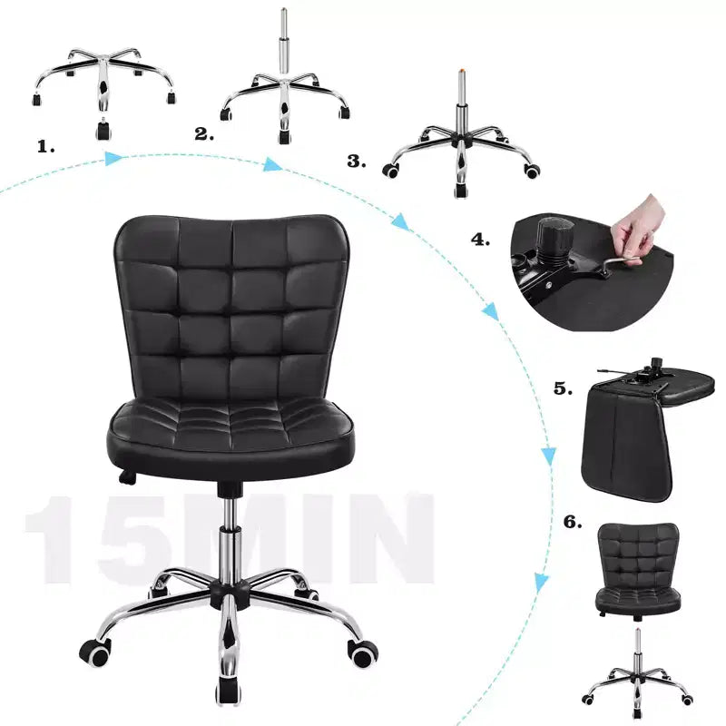 Yaheetech Chaise de bureau moderne sans accoudoirs à dossier mi-hauteur