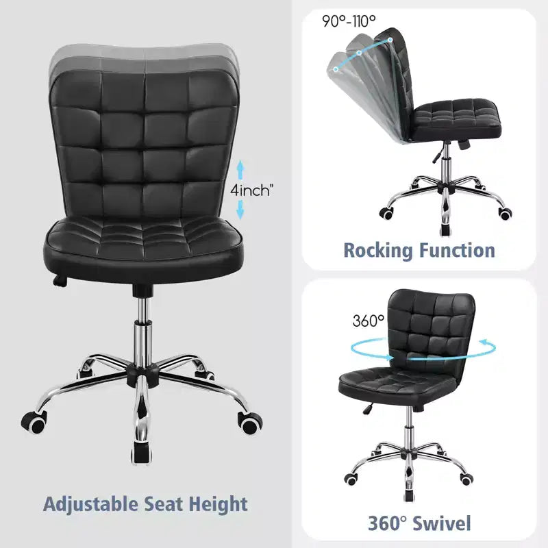 Yaheetech Chaise de bureau moderne sans accoudoirs à dossier mi-hauteur