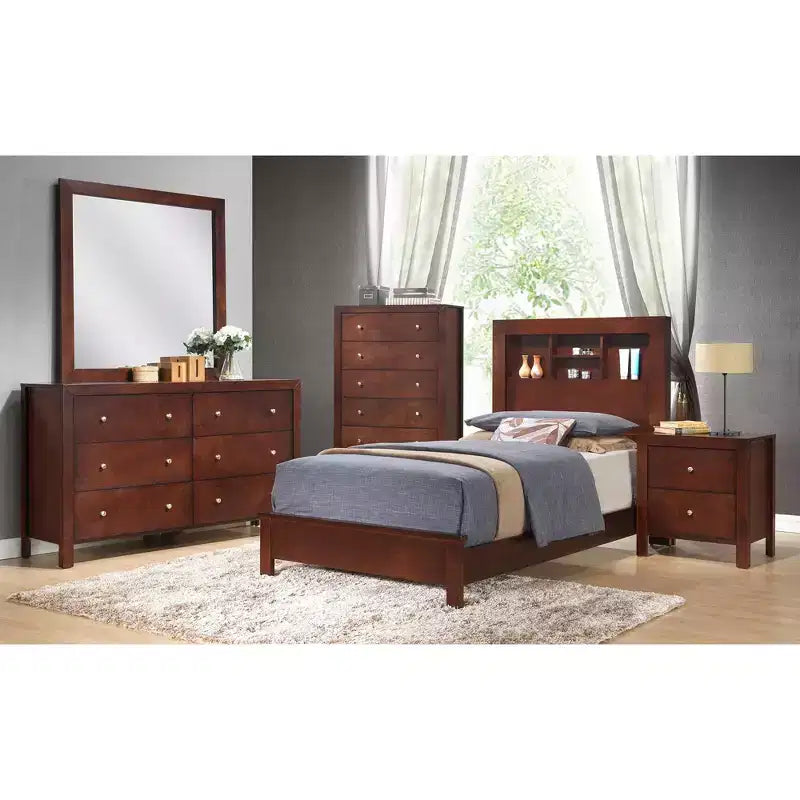 Lit plateforme double Burlington avec étagère de rangement de Passion Furniture