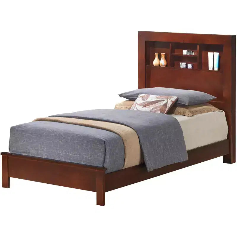 Lit plateforme double Burlington avec étagère de rangement de Passion Furniture