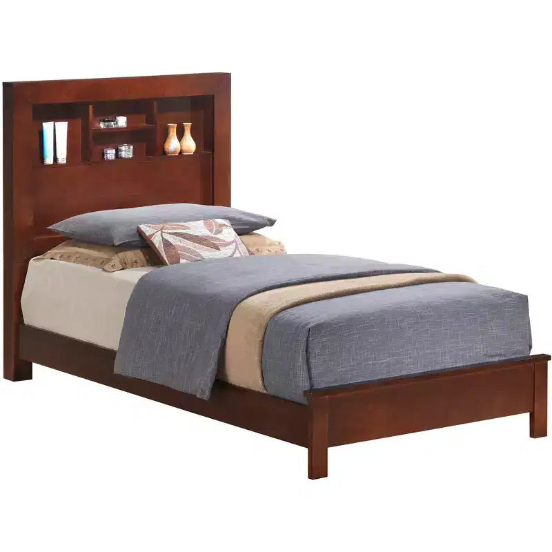 Lit plateforme double Burlington avec étagère de rangement de Passion Furniture