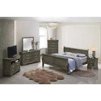 Lit traîneau King Louis Philippe Passion Furniture en bois avec haut pied de lit