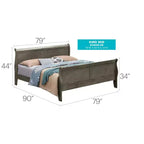 Lit traîneau King Louis Philippe Passion Furniture en bois avec haut pied de lit