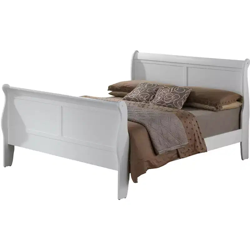 Lit traîneau King Louis Philippe Passion Furniture en bois avec haut pied de lit
