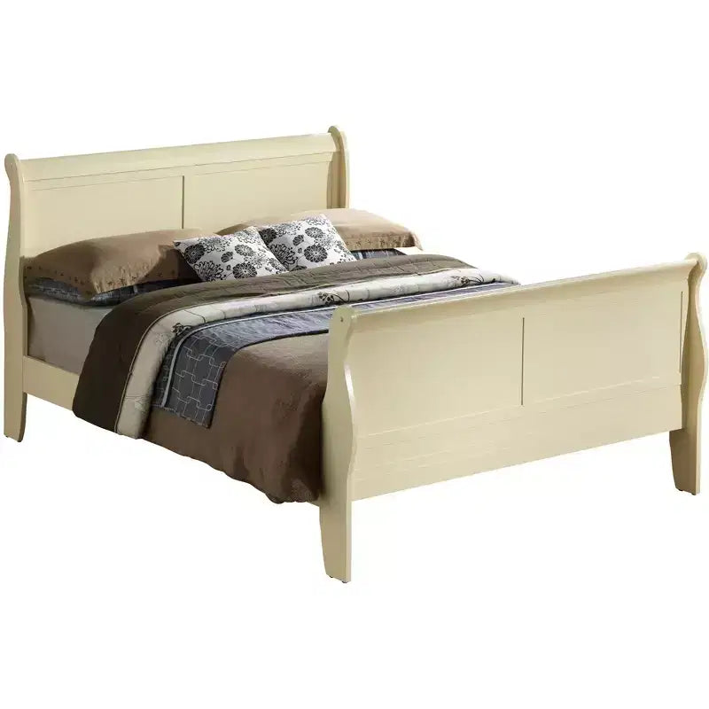 Lit traîneau King Louis Philippe Passion Furniture en bois avec haut pied de lit