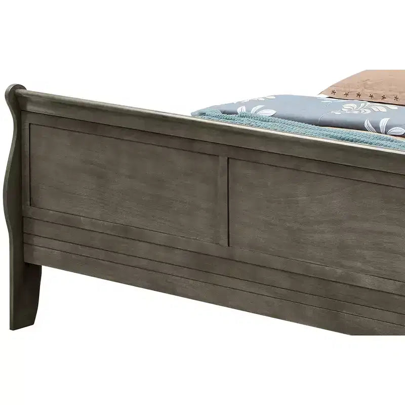 Lit traîneau King Louis Philippe Passion Furniture en bois avec haut pied de lit