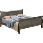 Lit traîneau King Louis Philippe Passion Furniture en bois avec haut pied de lit
