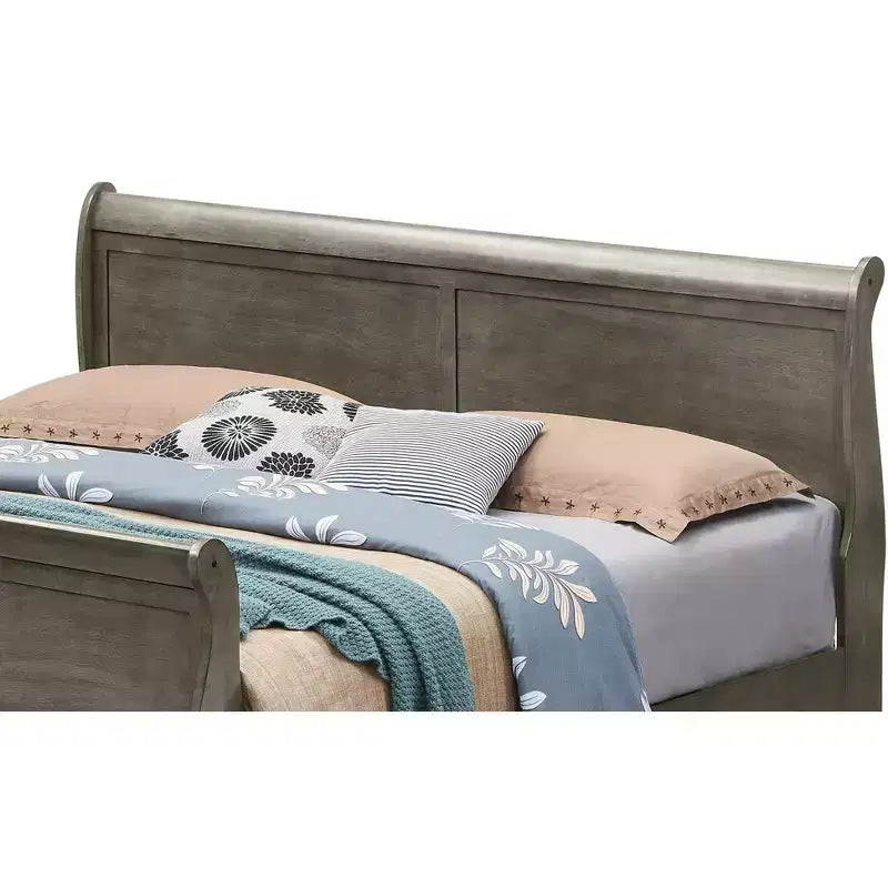 Lit traîneau King Louis Philippe Passion Furniture en bois avec haut pied de lit