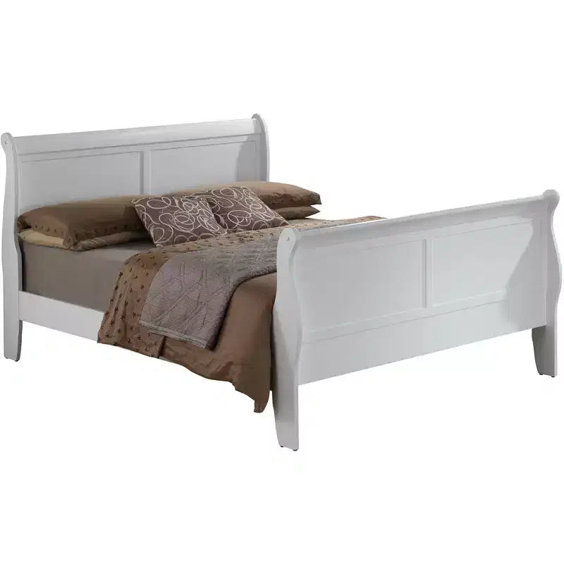 Lit traîneau King Louis Philippe Passion Furniture en bois avec haut pied de lit