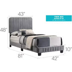 Lit double capitonné Lodi Velvet UpholsteChannel par Passion Furniture