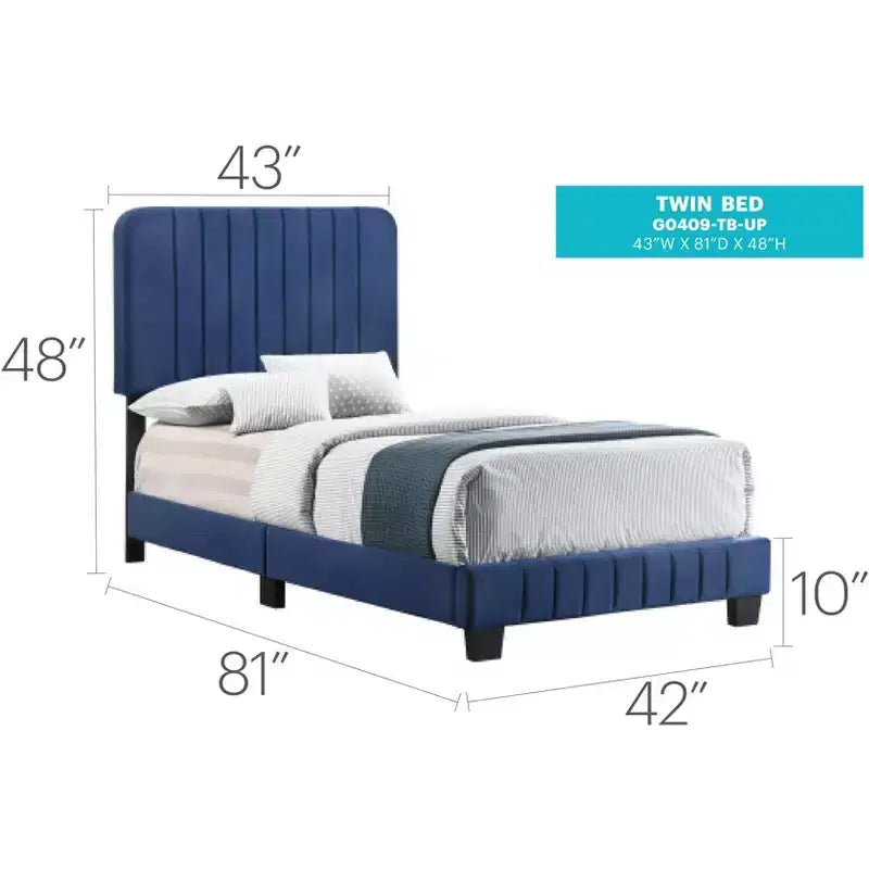 Lit double capitonné Lodi Velvet UpholsteChannel par Passion Furniture