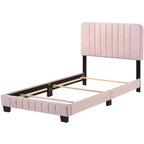 Lit double capitonné Lodi Velvet UpholsteChannel par Passion Furniture