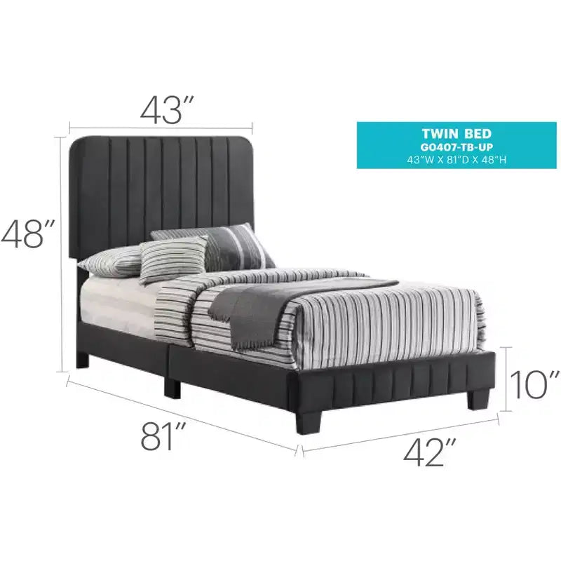 Lit double capitonné Lodi Velvet UpholsteChannel par Passion Furniture