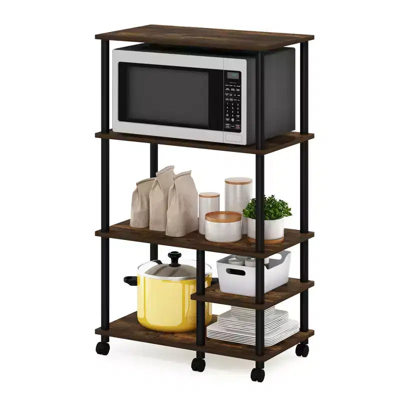 Meuble de rangement pour four à micro-ondes Furinno à 4 niveaux, pin ambre