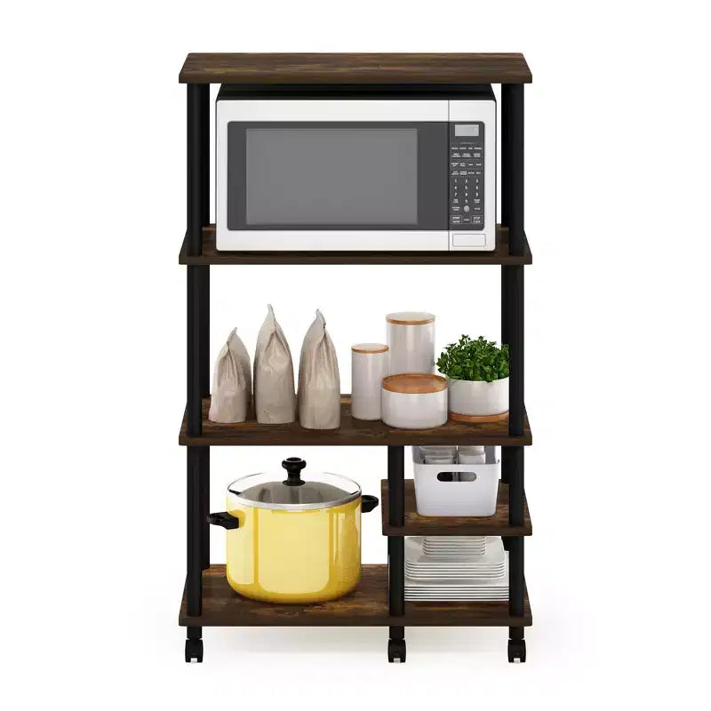 Meuble de rangement pour four à micro-ondes Furinno à 4 niveaux, pin ambre