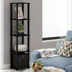 Furinno Étagère de rangement à 5 niveaux, bibliothèque multifonctionnelle avec tiroir, noir