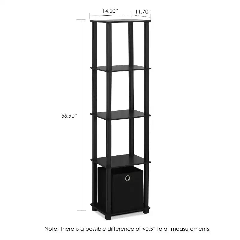 Furinno Étagère de rangement à 5 niveaux, bibliothèque multifonctionnelle avec tiroir, noir