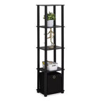 Furinno Étagère de rangement à 5 niveaux, bibliothèque multifonctionnelle avec tiroir, noir